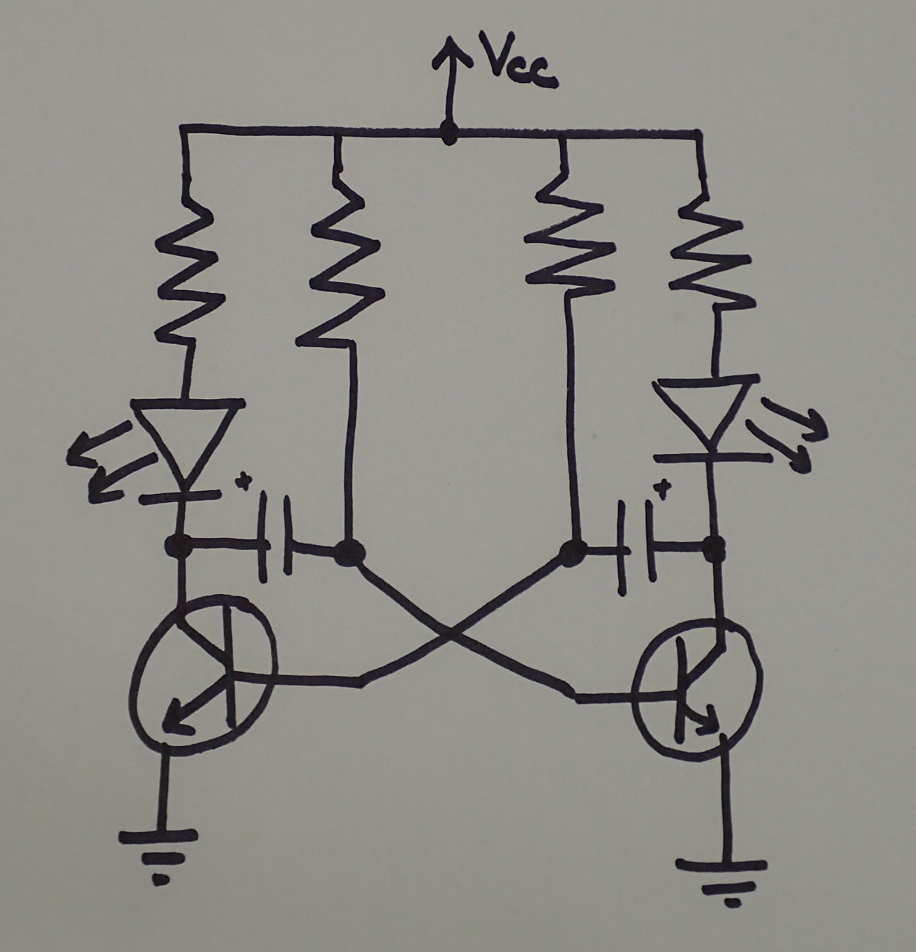 Hand-drawn diagram of the oscillator circuit